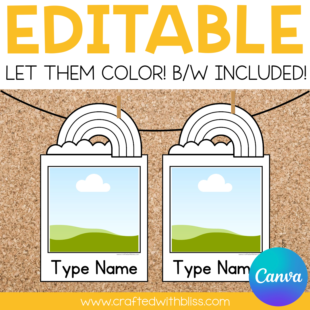 Editable Rainbow Photo Bulletin Decor | Canva Template