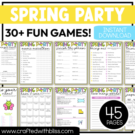 Printable Spring Party Games For All Bundle 30+ Games
