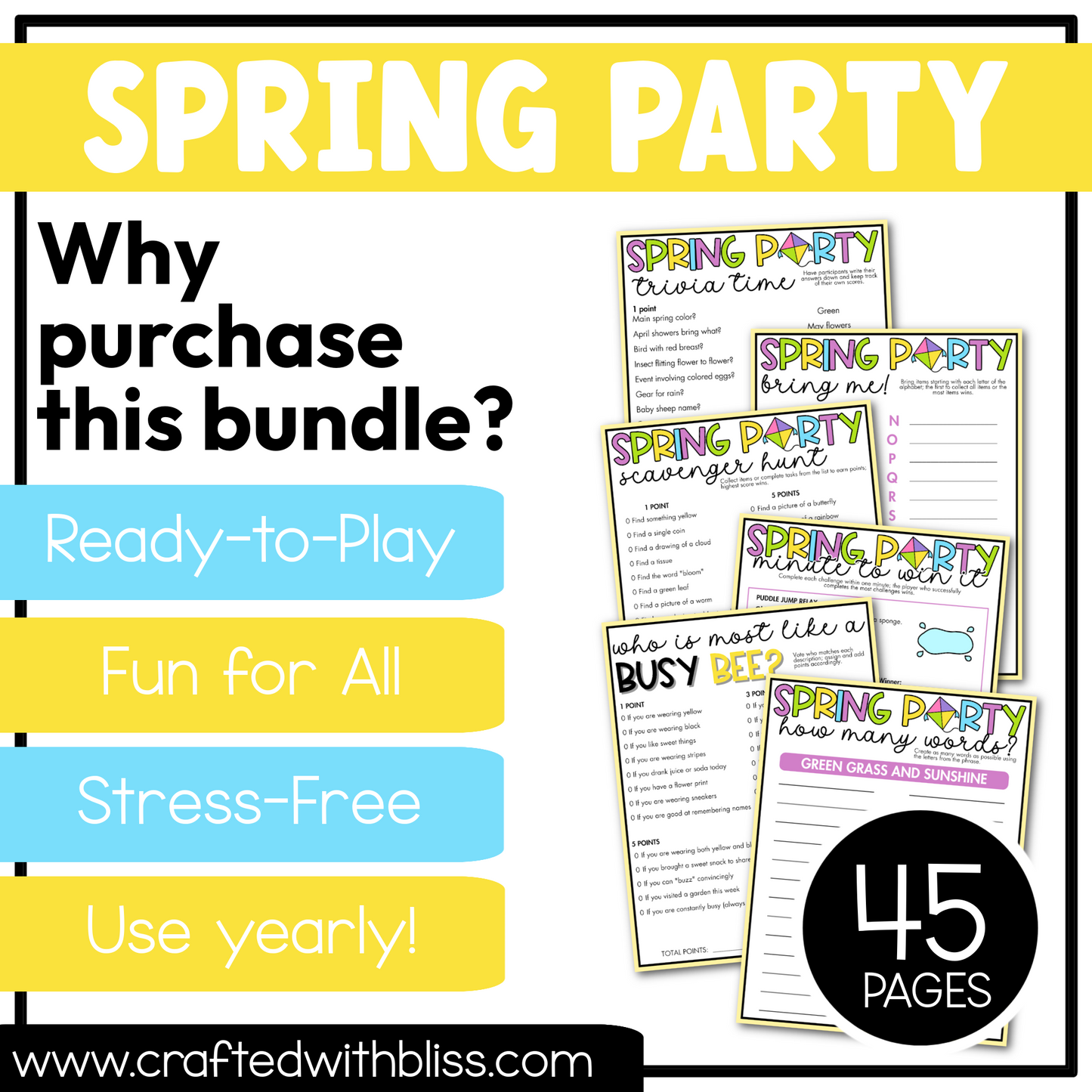 Printable Spring Party Games For All Bundle 30+ Games
