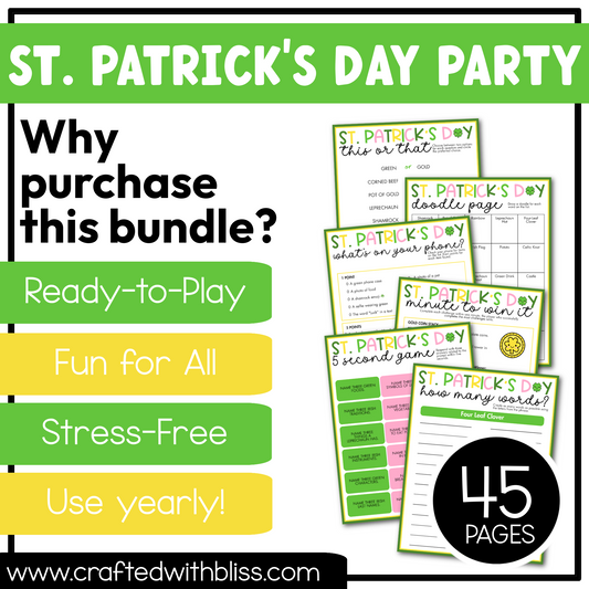 Printable St. Patrick's Day Party Games For All Bundle 30+ Games