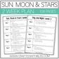 Sun, Moon & Stars Day and Night Science K-2 Worksheet Activity 2 Week Plan