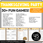 Printable Thanksgiving Party Games For All Bundle 30+ Games