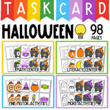 Halloween Math and Literacy Task Cards | October Task Boxes Morning Work