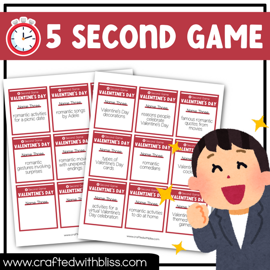 Valentine's Day Party Theme 5 Second Game 50 Cards Fun Friday Ice Breaker Brain