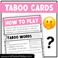 Valentine's Day Taboo Game 150 Cards Friends Party Game Night Forbidden Words Game For Adults Printable Ferbruary Team Building Ice Breaker