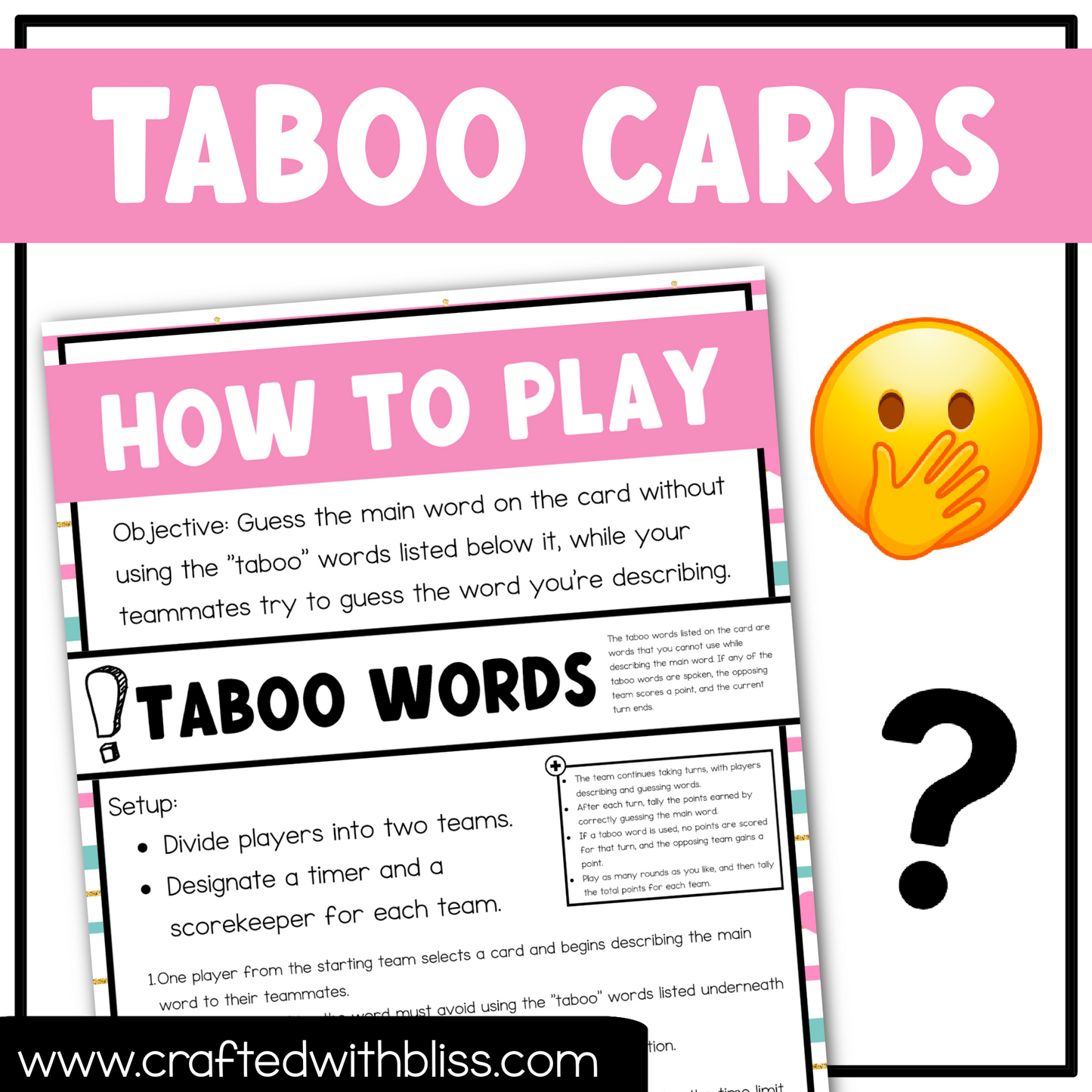 Valentine's Day Taboo Game 150 Cards Friends Party Game Night Forbidden Words Game For Adults Printable Ferbruary Team Building Ice Breaker
