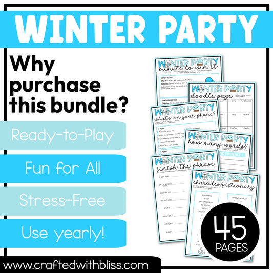 Printable Winter Party Games For All Bundle 30+ Games