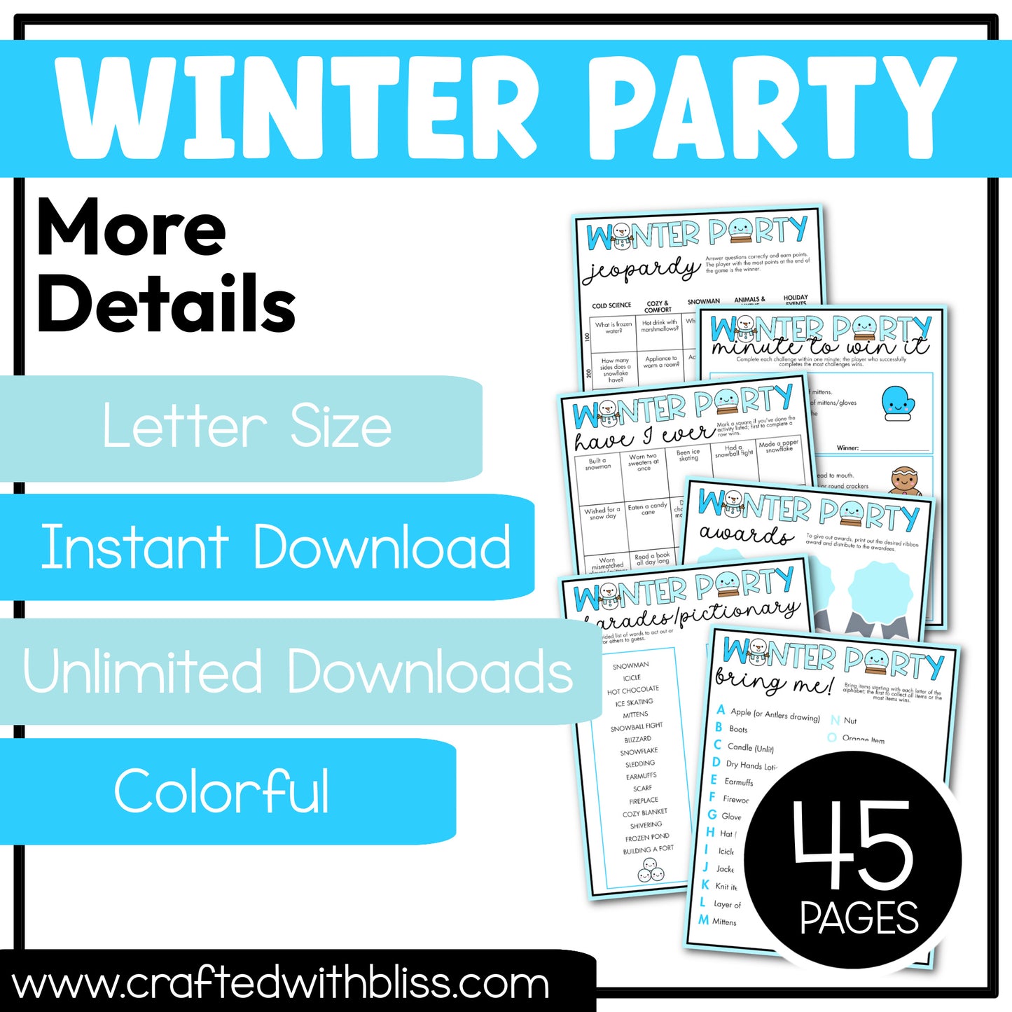 Printable Winter Party Games For All Bundle 30+ Games