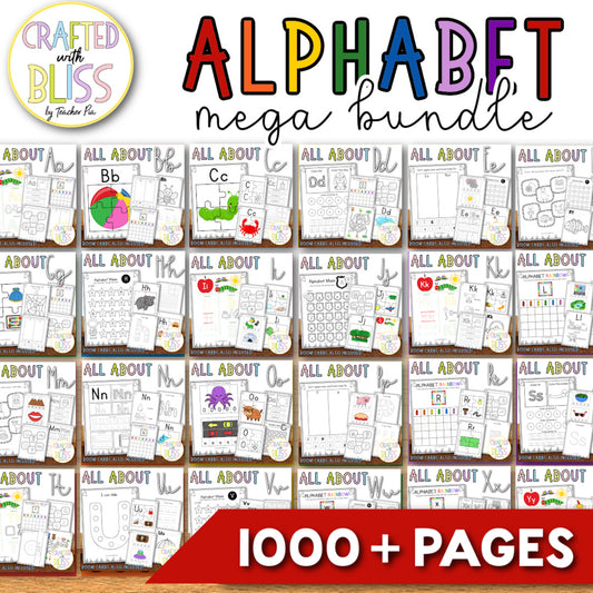 1000+ Pages Alphabet Worksheets Activities Mega Bundle Preschool - Kindergarten Save More with this bundle!
