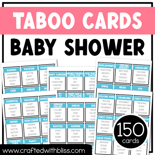 Baby Shower Taboo Party Game 150 Card Fun Friday Ice Breaker Brain Break Classroom Forbidden Words