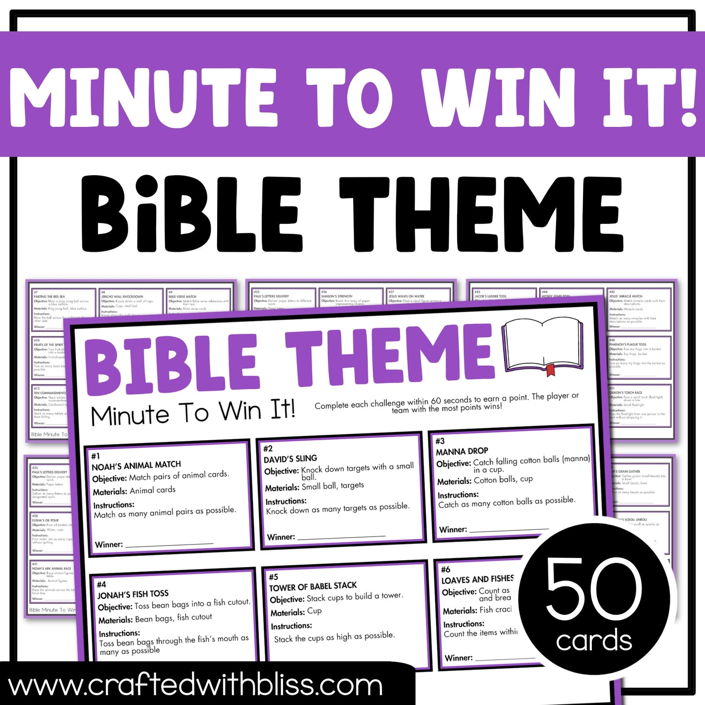 Bible Theme Party Game Printable Bundle Christian Sunday School