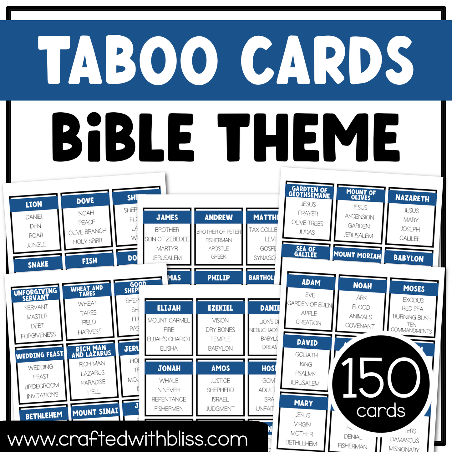 Bible Taboo Party Game 150 Cards Christian Fun Friday Ice Breaker Brain Break