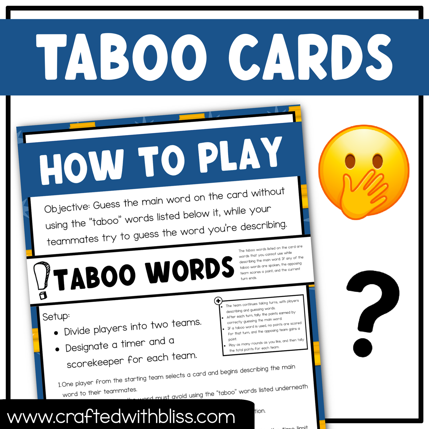 Bible Taboo Party Game 150 Cards Christian Fun Friday Ice Breaker Brain Break