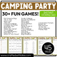 Printable Camping Party Games For All Bundle 30+ Games