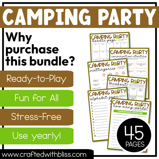 Printable Camping Party Games For All Bundle 30+ Games