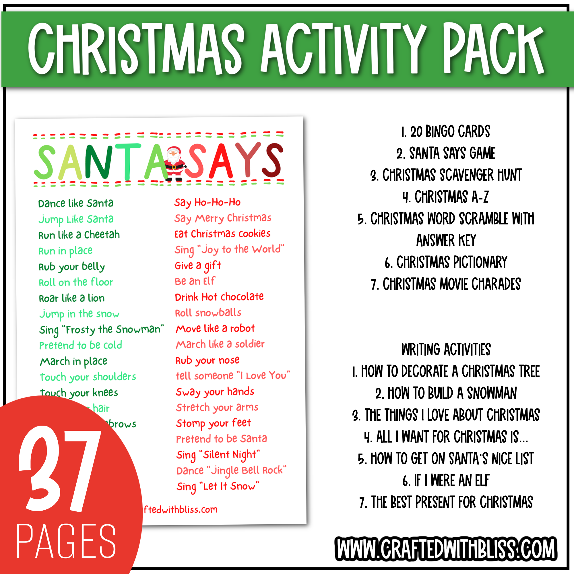 Printable Christmas Games And Fun Activities Pack For Kids Game Bundle ...