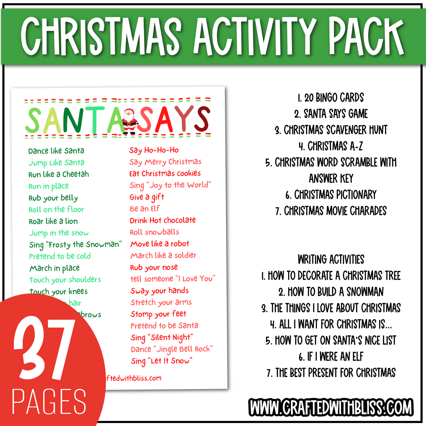 Printable Christmas Games And Fun Activities Pack For Kids Game Bundle
