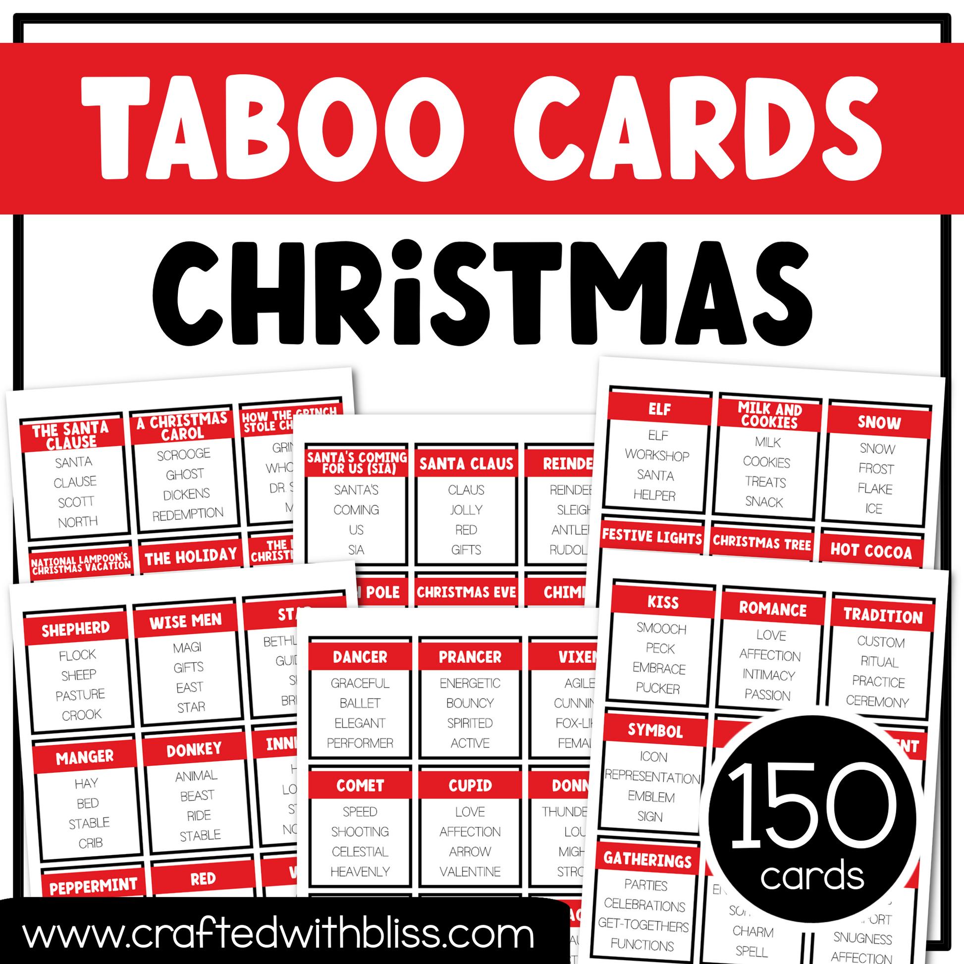 Christmas Taboo Game 150 Cards Christmas Party Game Night Forbidden Wo – CraftedwithBliss christmas-taboo-game-150-cards-christmas-party-game-night-forbidden-wo-craftedwithbliss