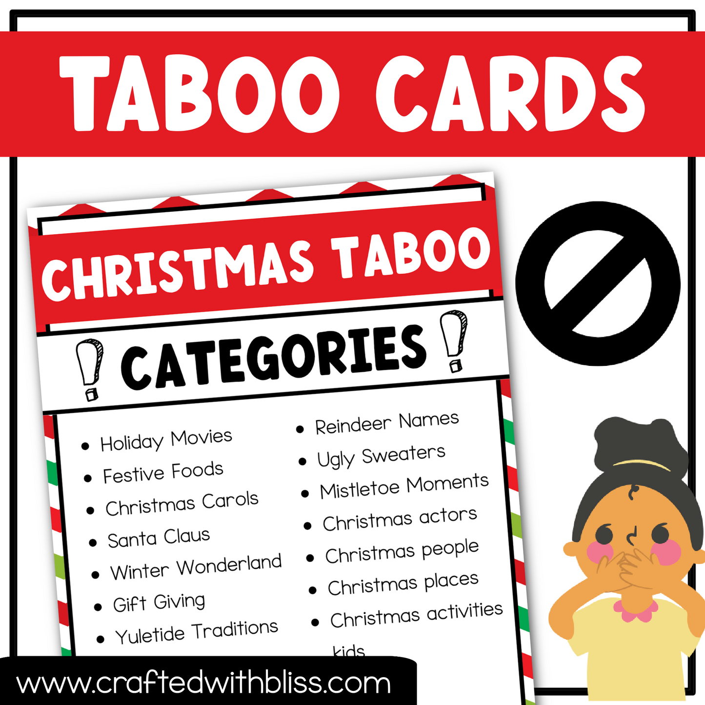 Christmas Taboo Game 150 Cards Christmas Party Game Night Forbidden Words Fun Friday Ice Breaker Brain Break