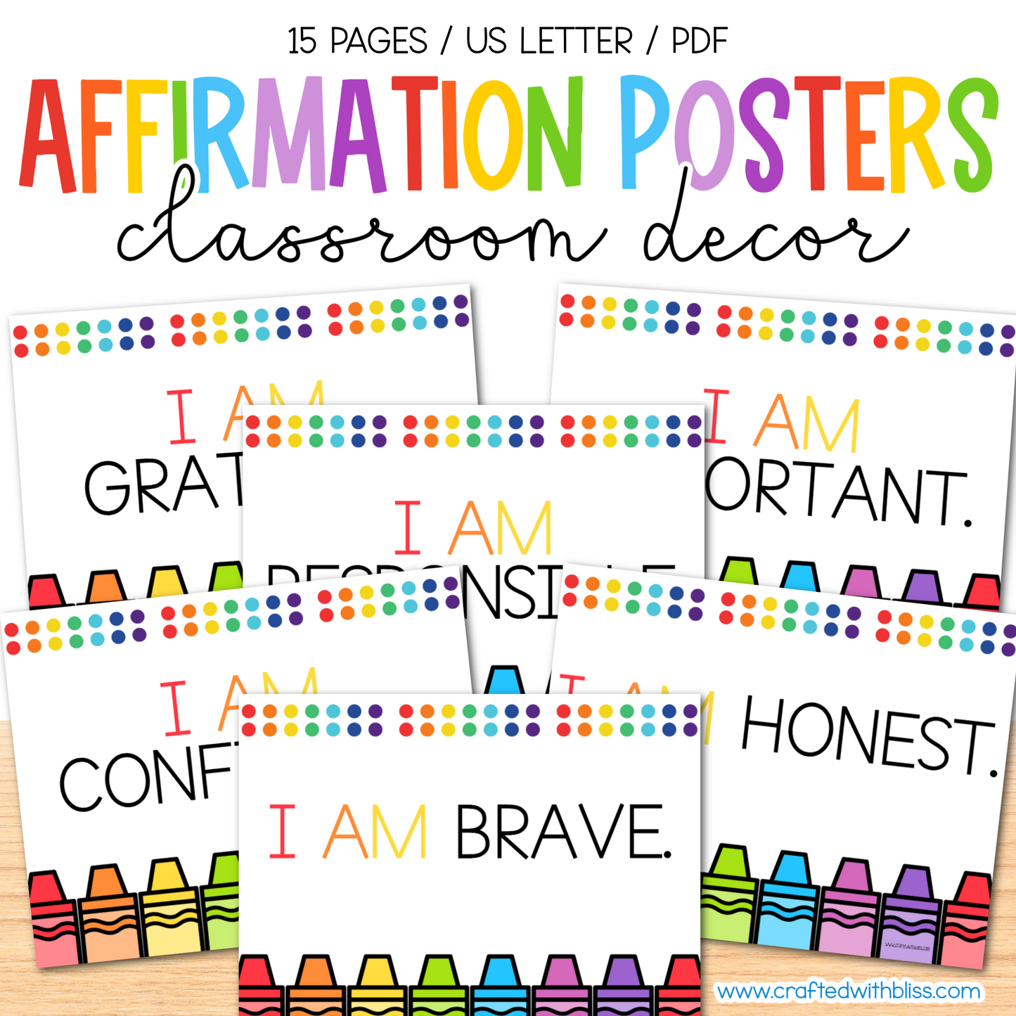 15 Rainbow Affirmation Posters Classroom Decor | Back to School