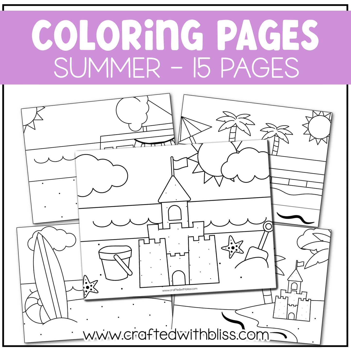 Hello Summer Coloring Pages For Kids Background Scene