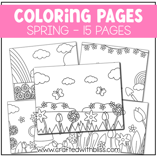 Hello Spring Coloring Pages For Kids Background Scene