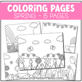 Hello Spring Coloring Pages For Kids Background Scene