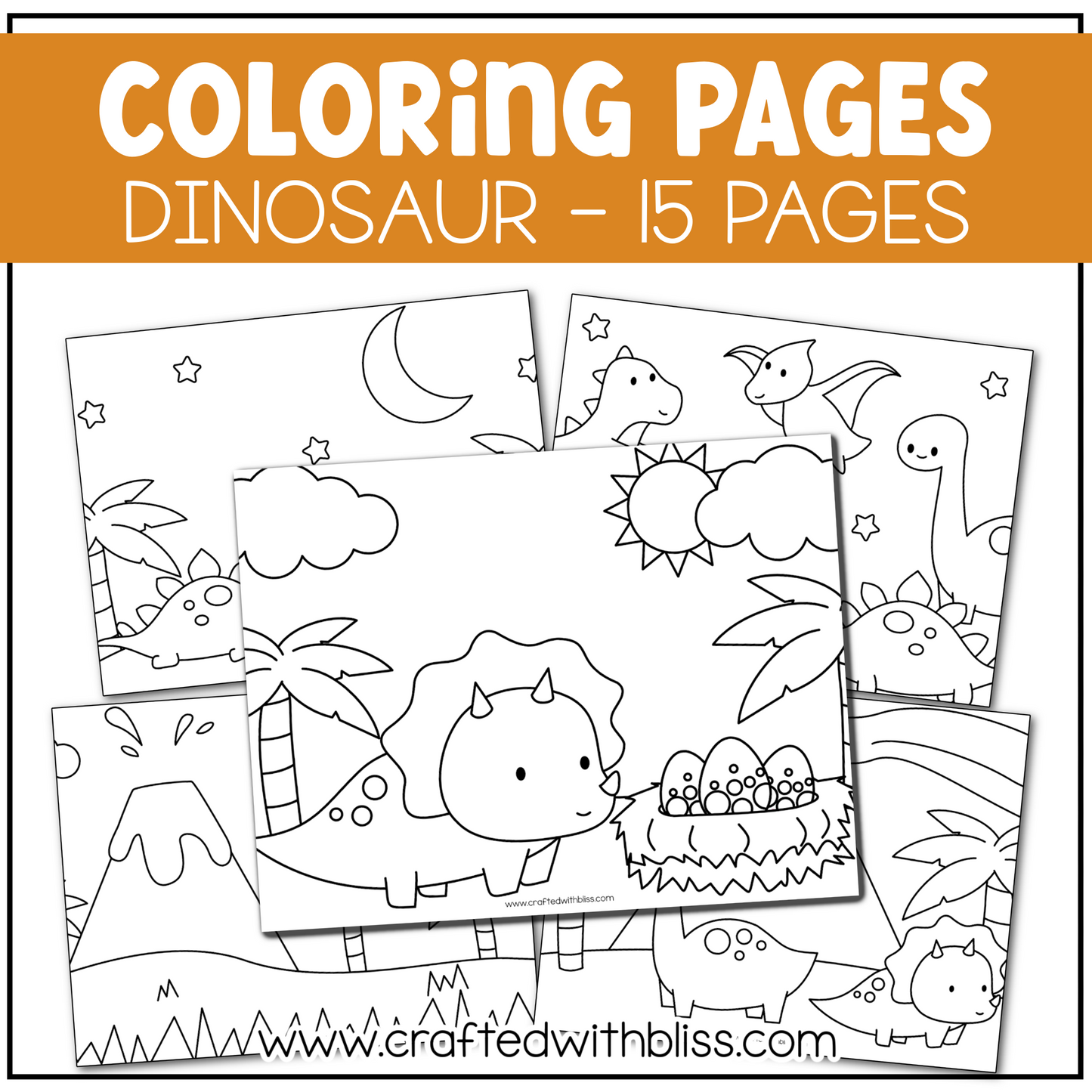 Dinosaur Coloring Pages For Kids Background Scene