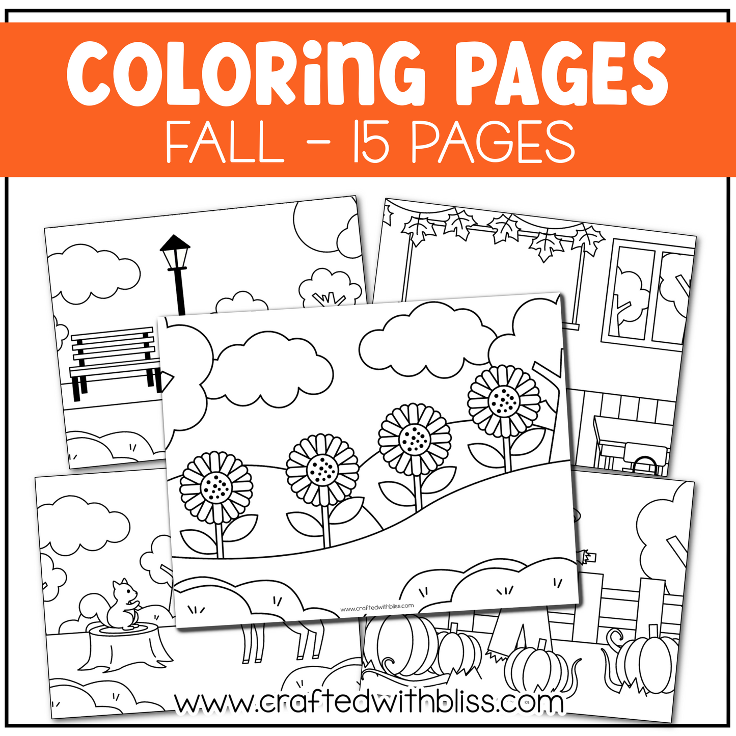 Fall Coloring Pages For Kids Background Scene Autumn