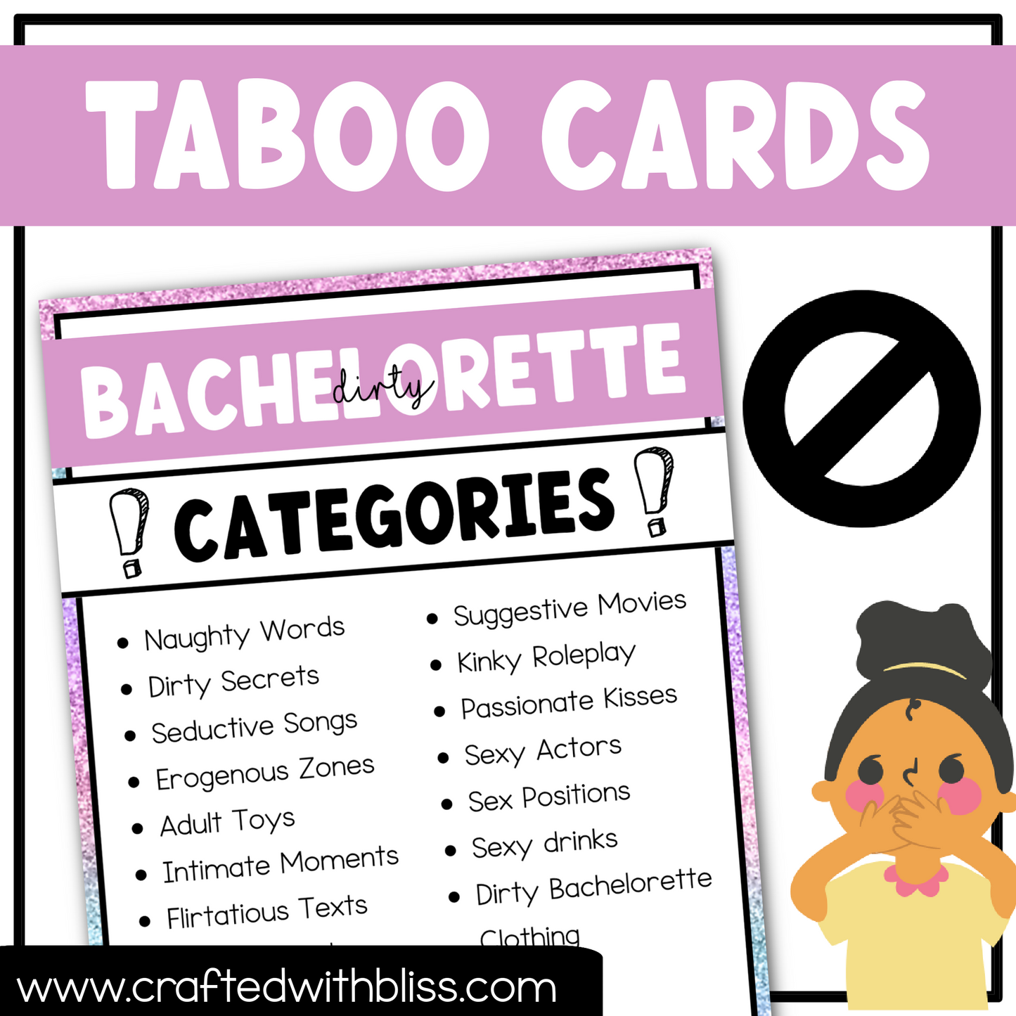 Dirty Bachelorette Party Taboo Game 150 Cards Bridal Party Game Night Forbidden Words