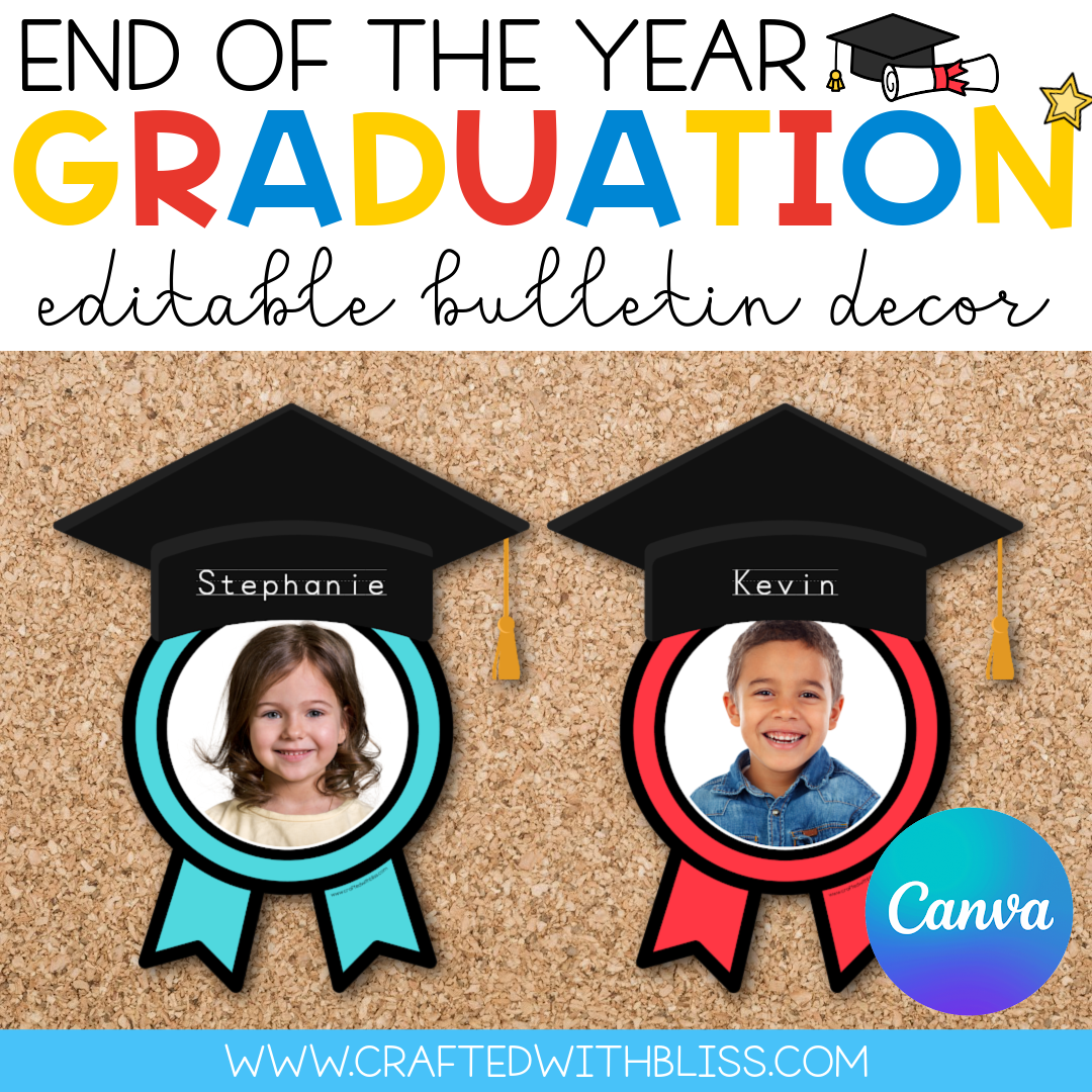 Editable Graduation Bulletin Decor [Pre-k, Preschool, Kinder] End of the Year