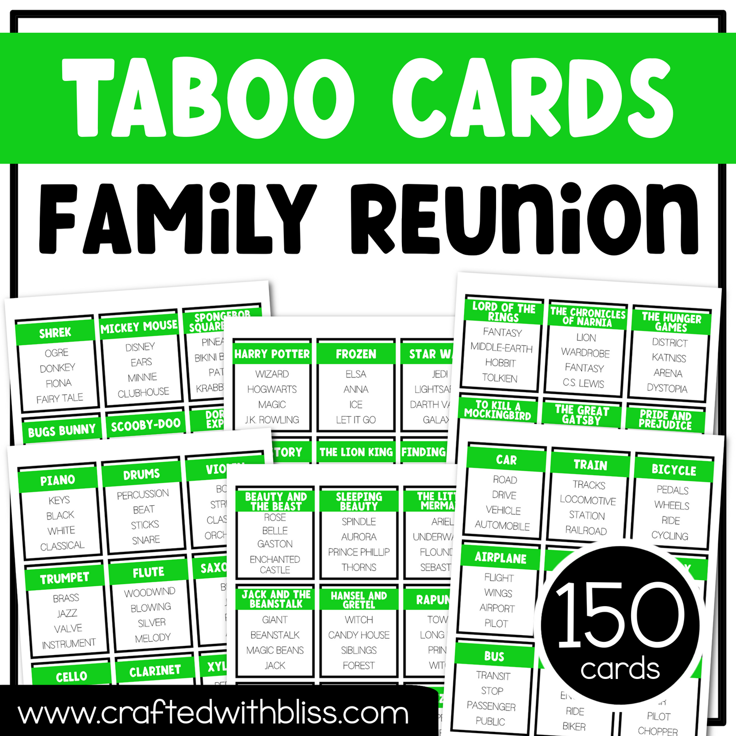 Family Reunion Taboo Game 150 Cards Reunion Party Party Game Night Forbidden Words