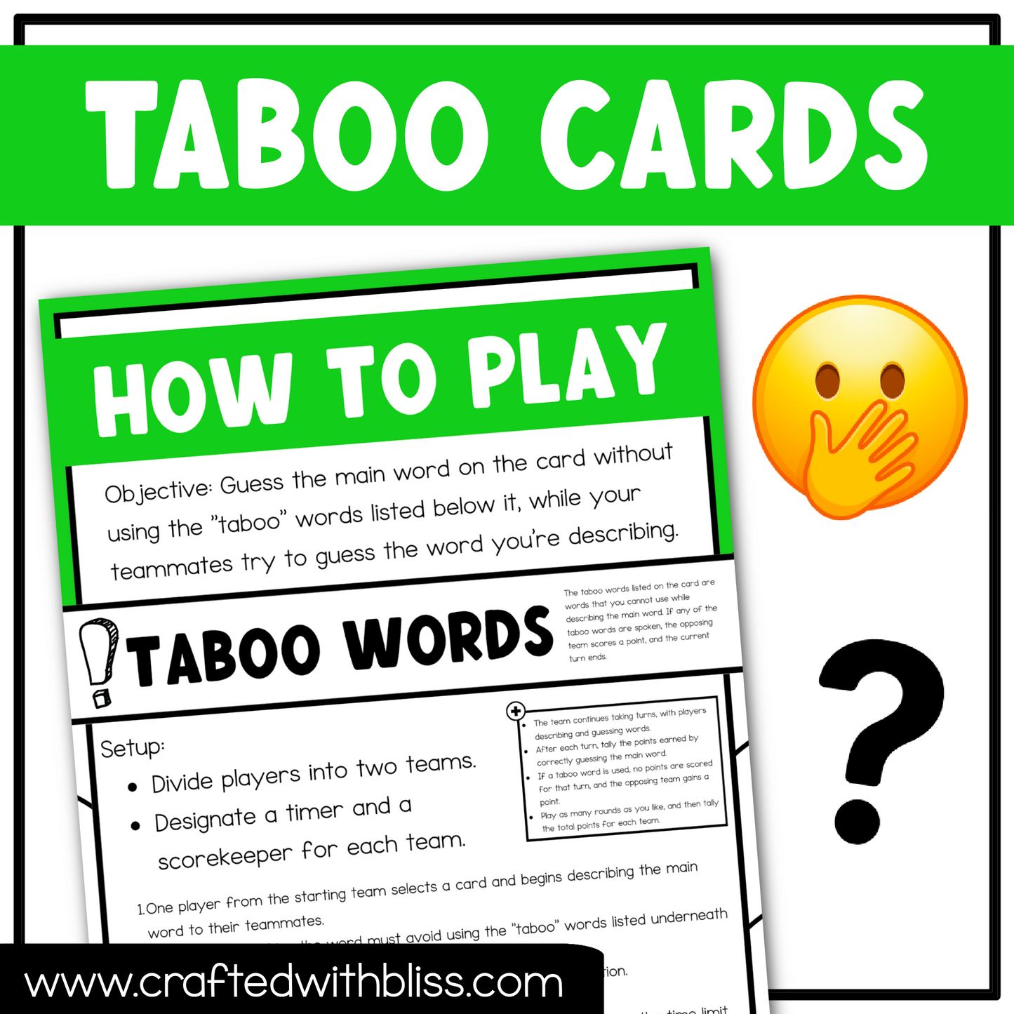 Family Reunion Taboo Game 150 Cards Reunion Party Party Game Night Forbidden Words