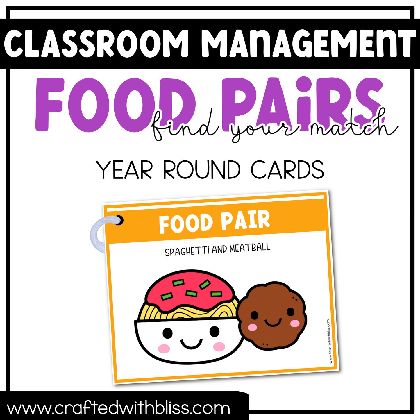 Cute Food Pairs Find Your Partner Visual Cards | Classroom Management Tool