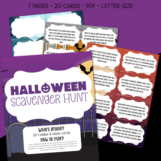 The Ultimate Halloween Scavenger Hunt Riddle Clues For Kids | Halloween Treasure Hunt Activity