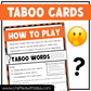 Halloween Taboo Game 150 Cards Halloween Party Game Night Forbidden Words