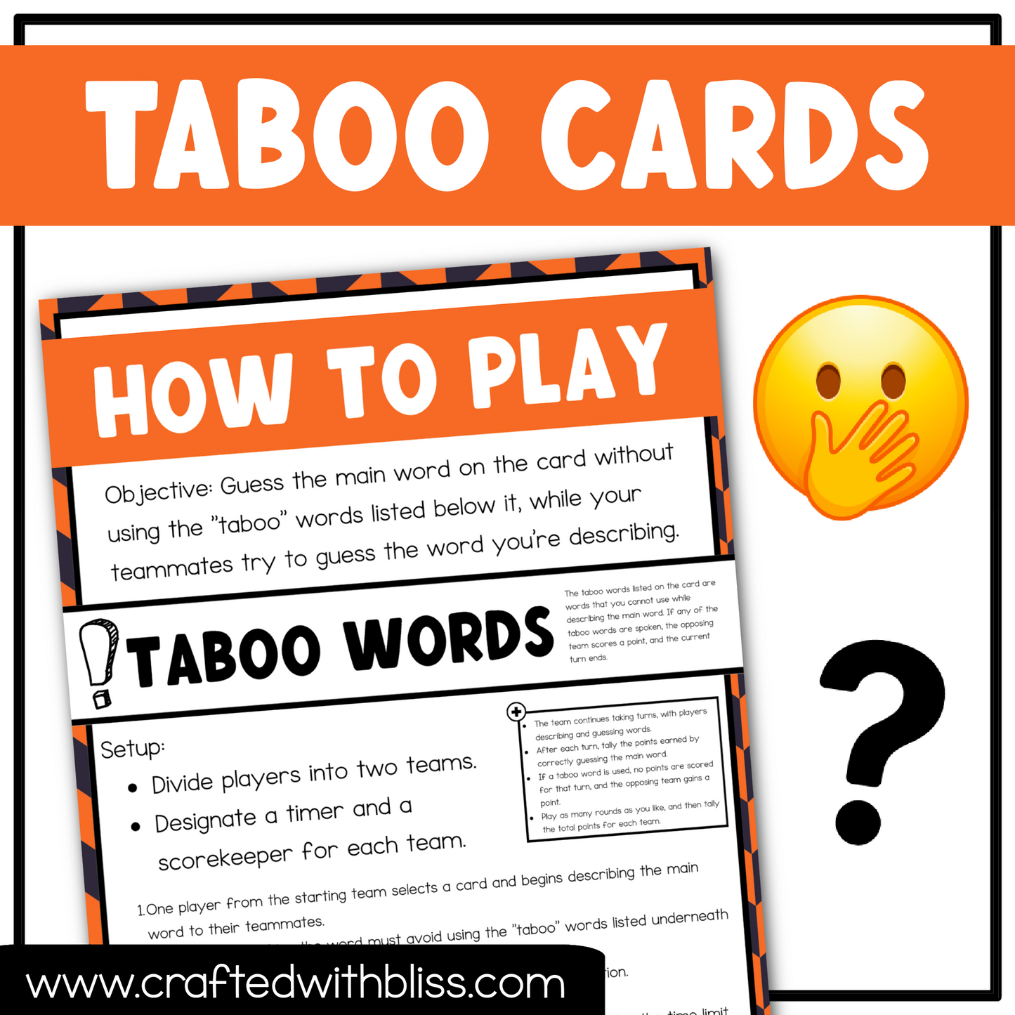 Halloween Taboo Game 150 Cards Halloween Party Game Night Forbidden Words