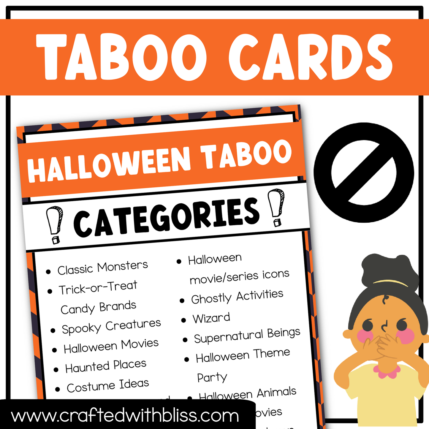 Halloween Taboo Game 150 Cards Halloween Party Game Night Forbidden Words