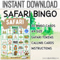 Safari Bingo For Kids - 30 Cards