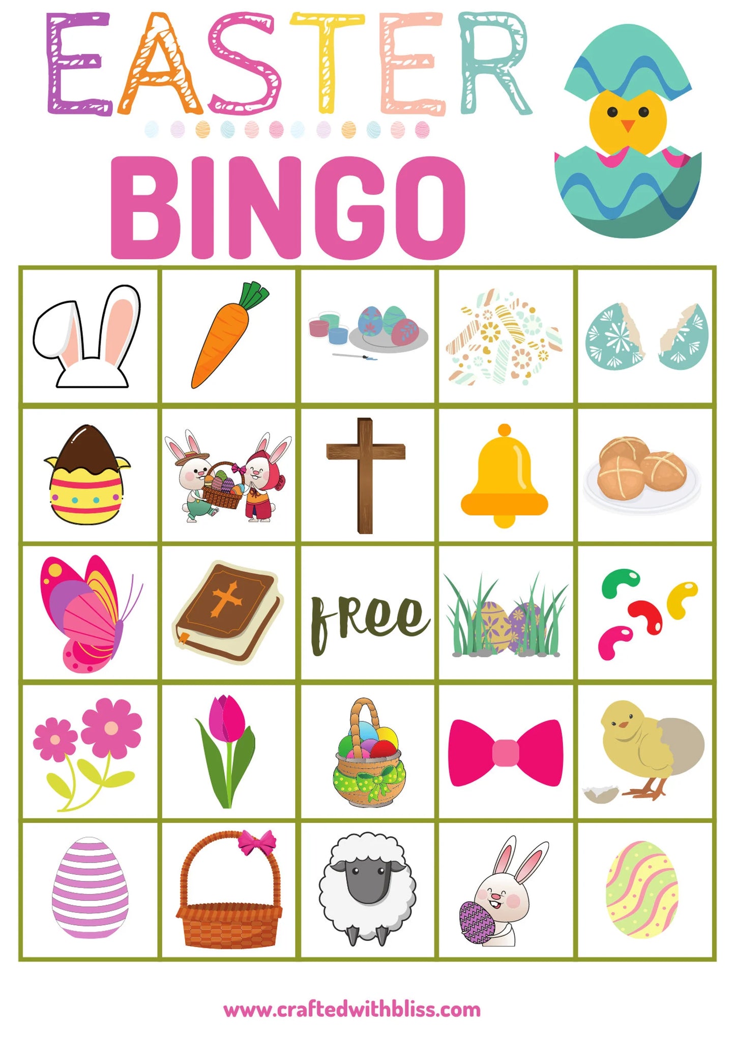 Easter Bingo For Kids - 10 Cards