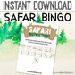 Safari Bingo For Kids - 30 Cards