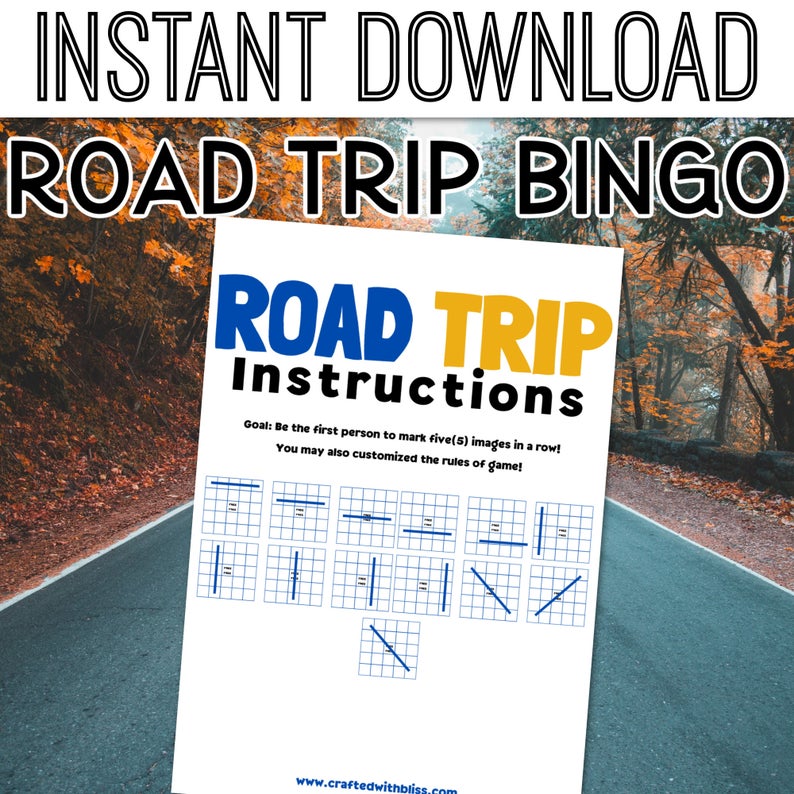 Road Trip Bingo For Kids - 10 Cards
