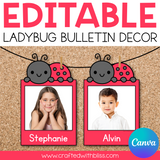 Editable Ladybug Photo Bulletin Decor | Canva Template