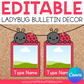 Editable Ladybug Photo Bulletin Decor | Canva Template