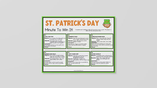 St. Patrick's Day Party Minute Games Ice Breaker Games For Adult Friends Family Classroom Brain Break Game Night Family Reunion Group Games