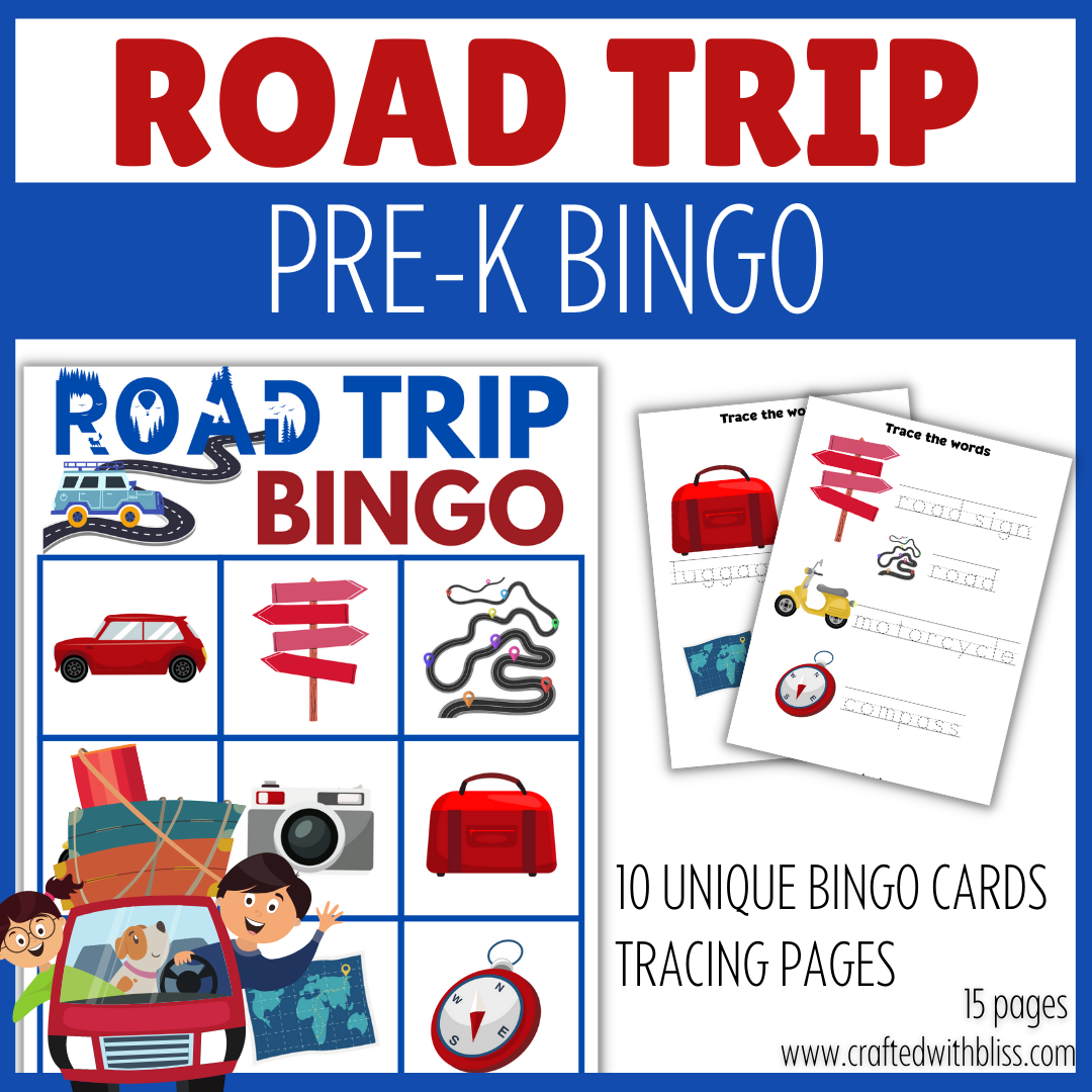 10 Road Trip BINGO For Preschool-Kindergarten