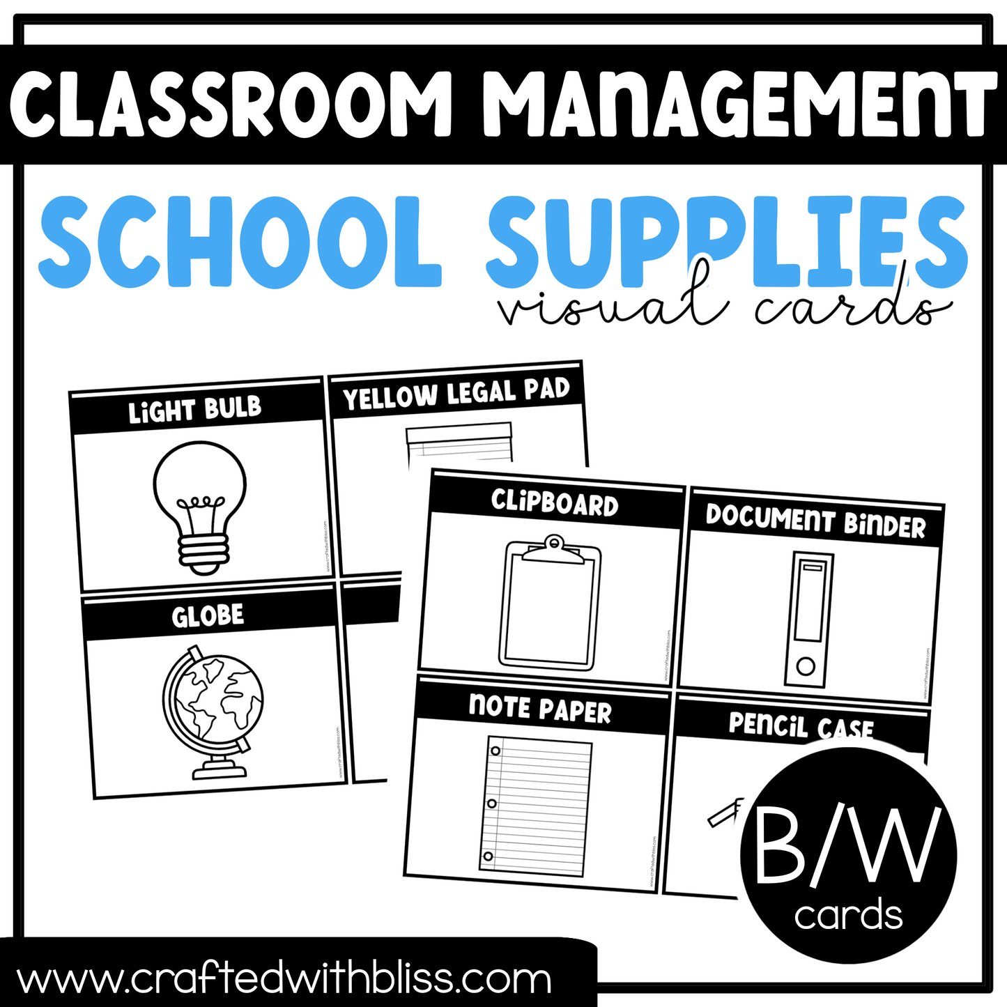 School Supplies Visual Cards | Classroom Management Tool