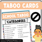 School Taboo Party Game 150 Card Fun Friday Ice Breaker Brain Break Classroom Game Back to School