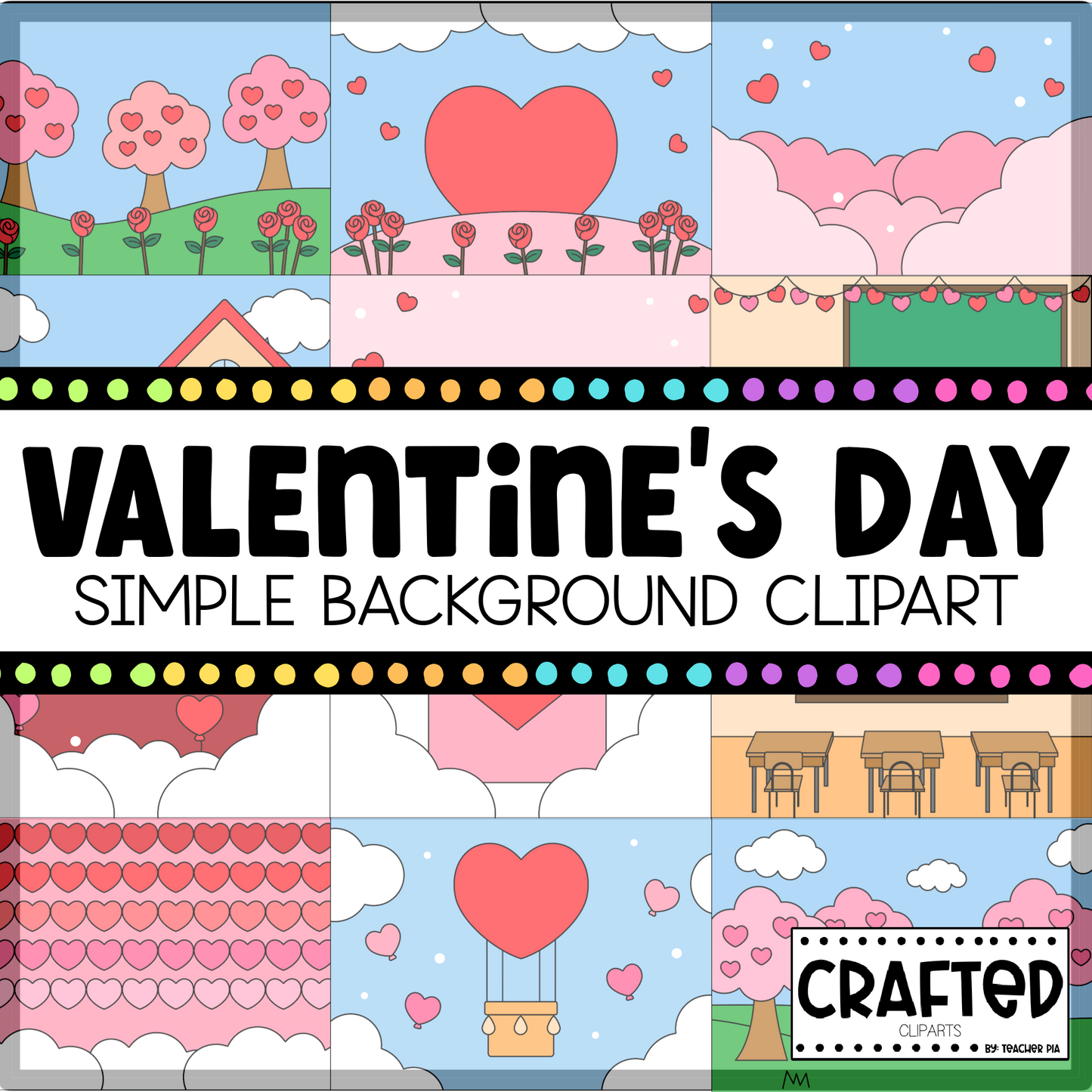 Simple Valentine's Day Background Scene February Clipart Commercial Use