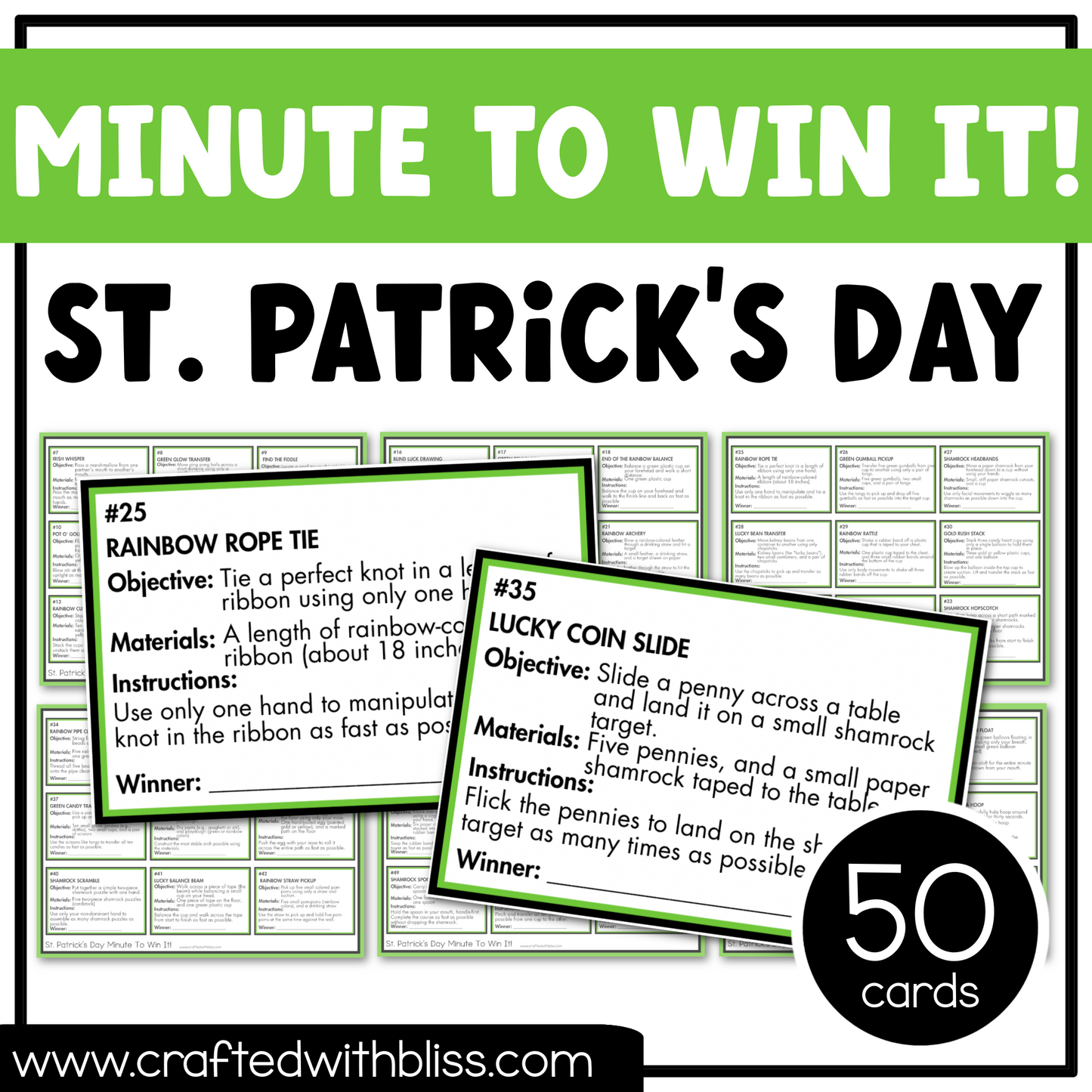 St. Patrick's Day Party Minute Games Ice Breaker Games For Adult Friends Family Classroom Brain Break Game Night Family Reunion Group Games